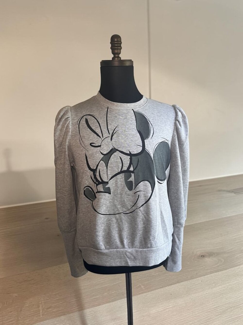 Official Disney Minnie Mouse Puff Sleeve Sweatshirt Heather Gray Large